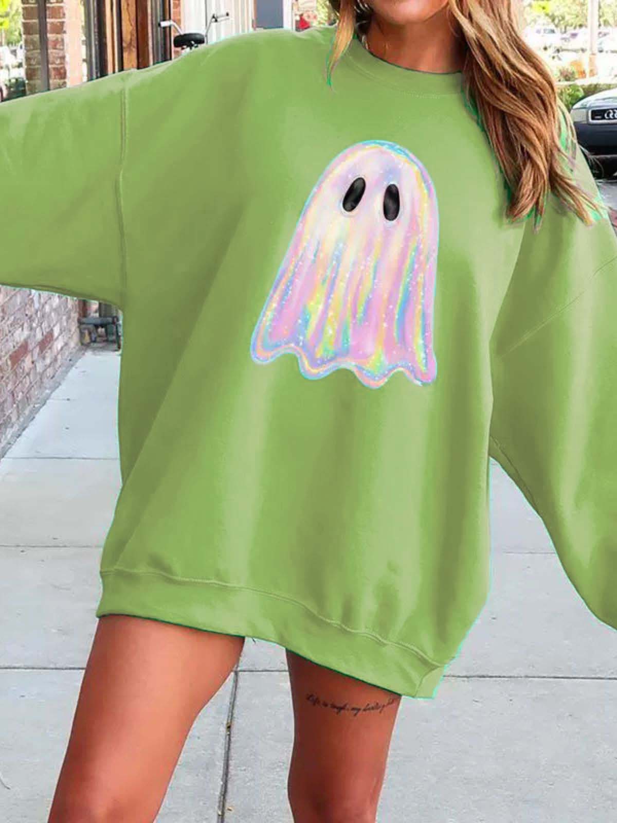 1980s Halloween Ghost Pumpkin Vintage Sweatshirt - Image 6