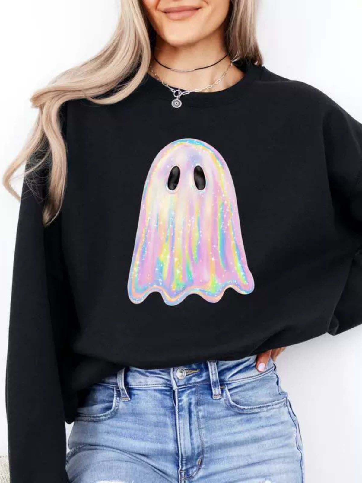 1980s Halloween Ghost Pumpkin Vintage Sweatshirt - Image 10