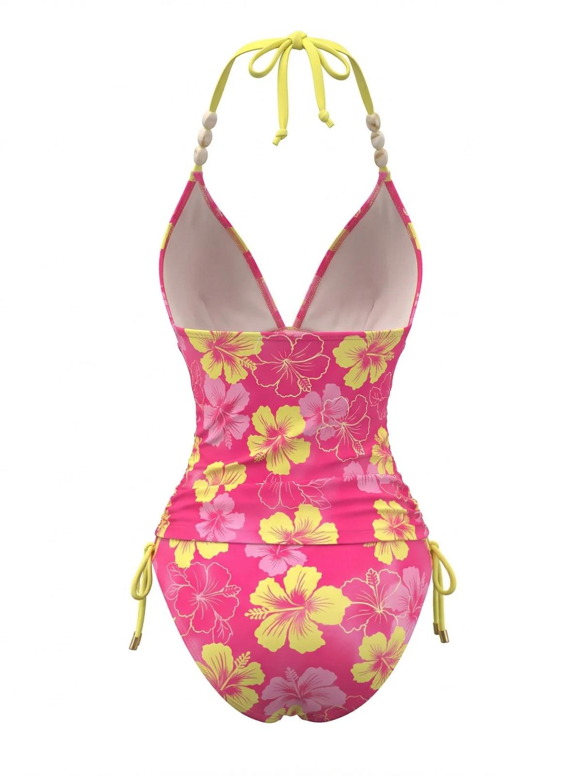 1980s Halter Floral Beaded Straps Bikini Set - Image 2
