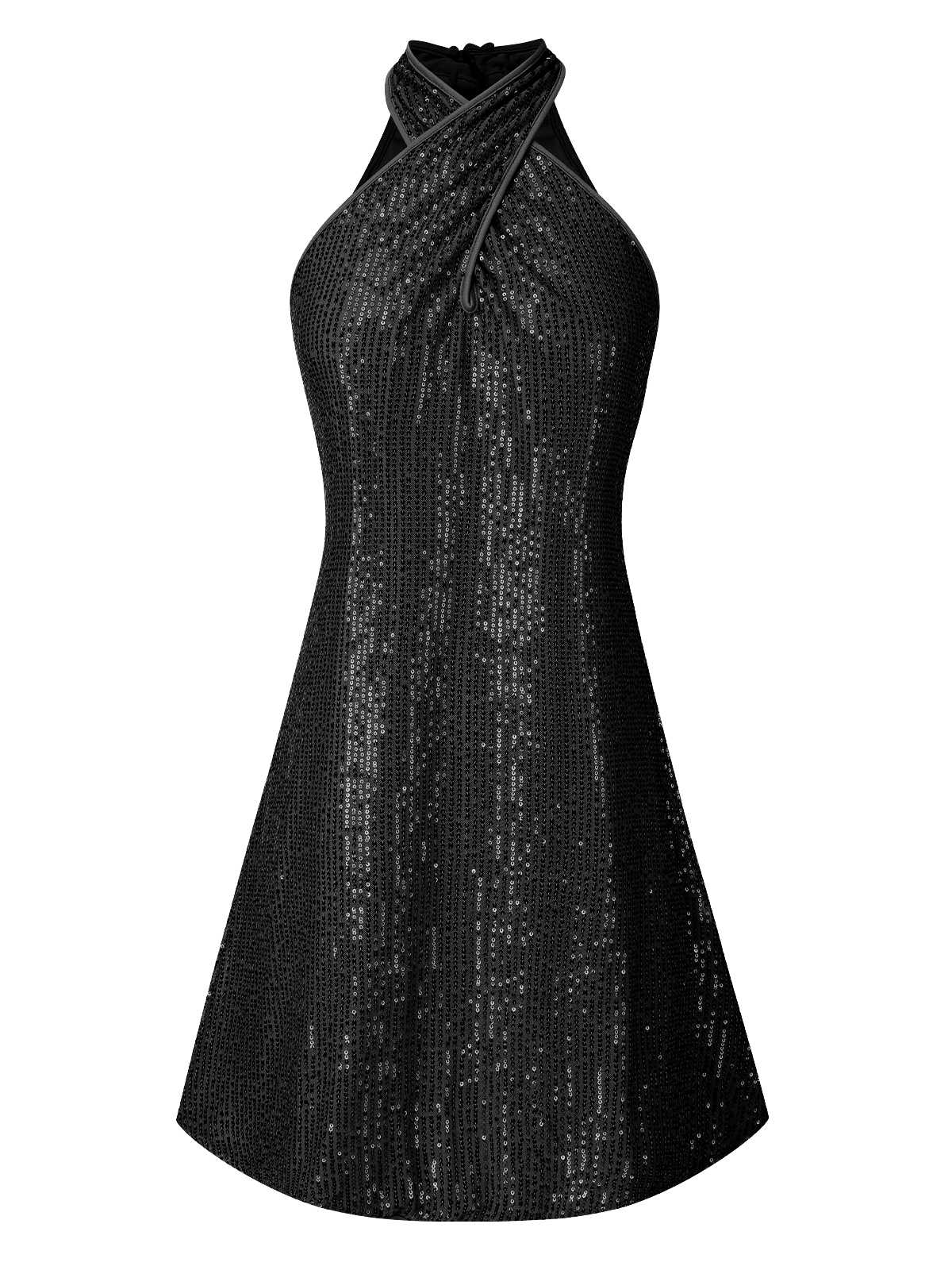 1980s Halter Off-Shoulder Sequined Dress - Image 6