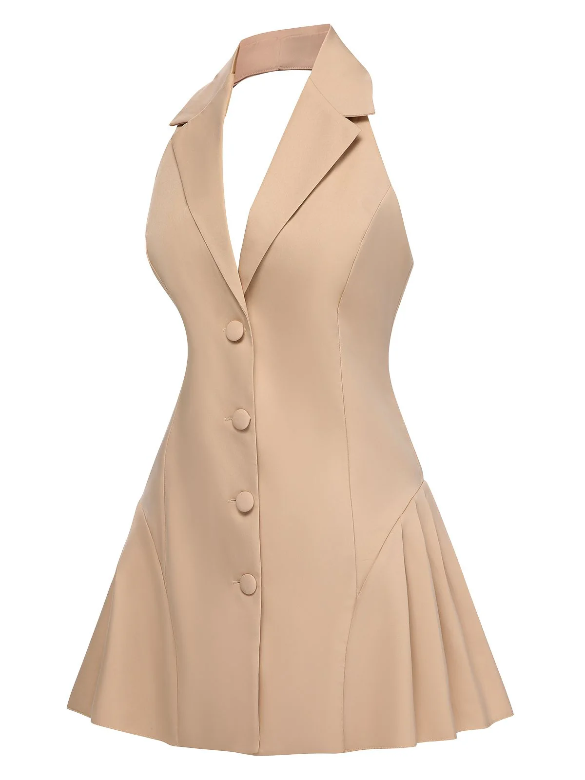 1980s Halter V-Neck Backless Sleeveless Solid Dress - Image 2