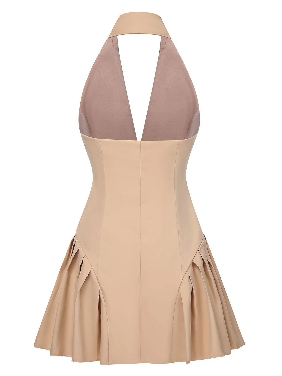 1980s Halter V-Neck Backless Sleeveless Solid Dress - Image 3