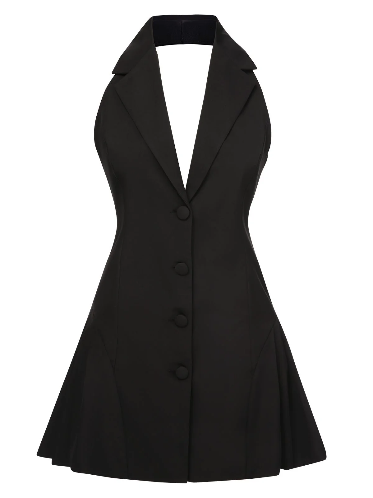 1980s Halter V-Neck Backless Sleeveless Solid Dress - Image 5