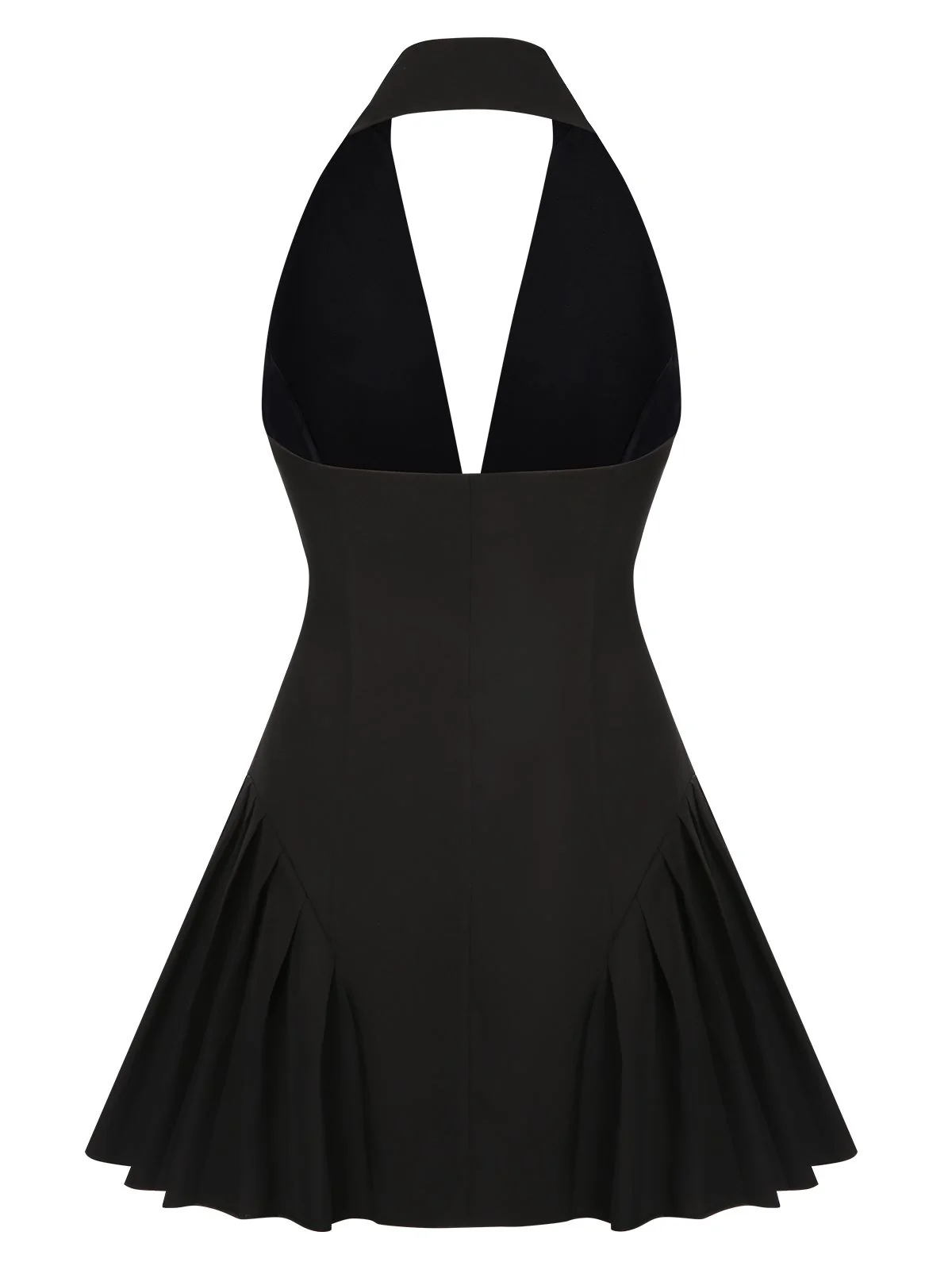 1980s Halter V-Neck Backless Sleeveless Solid Dress - Image 6