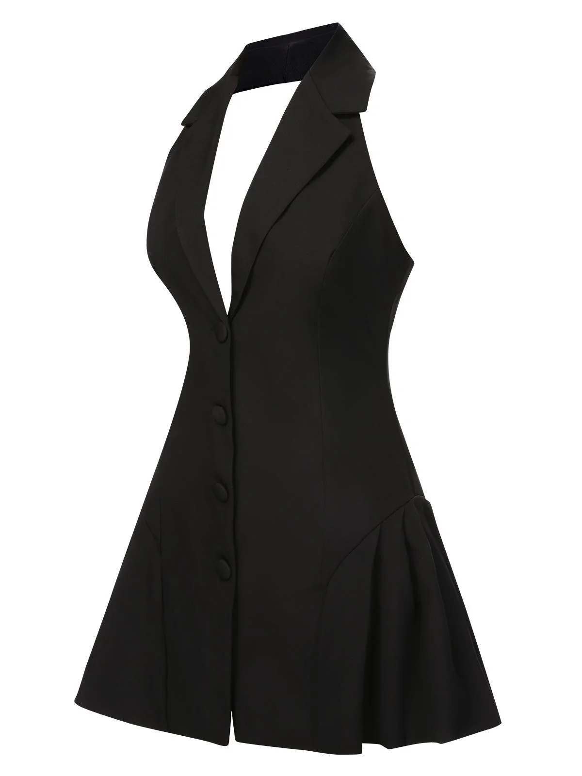 1980s Halter V-Neck Backless Sleeveless Solid Dress - Image 7