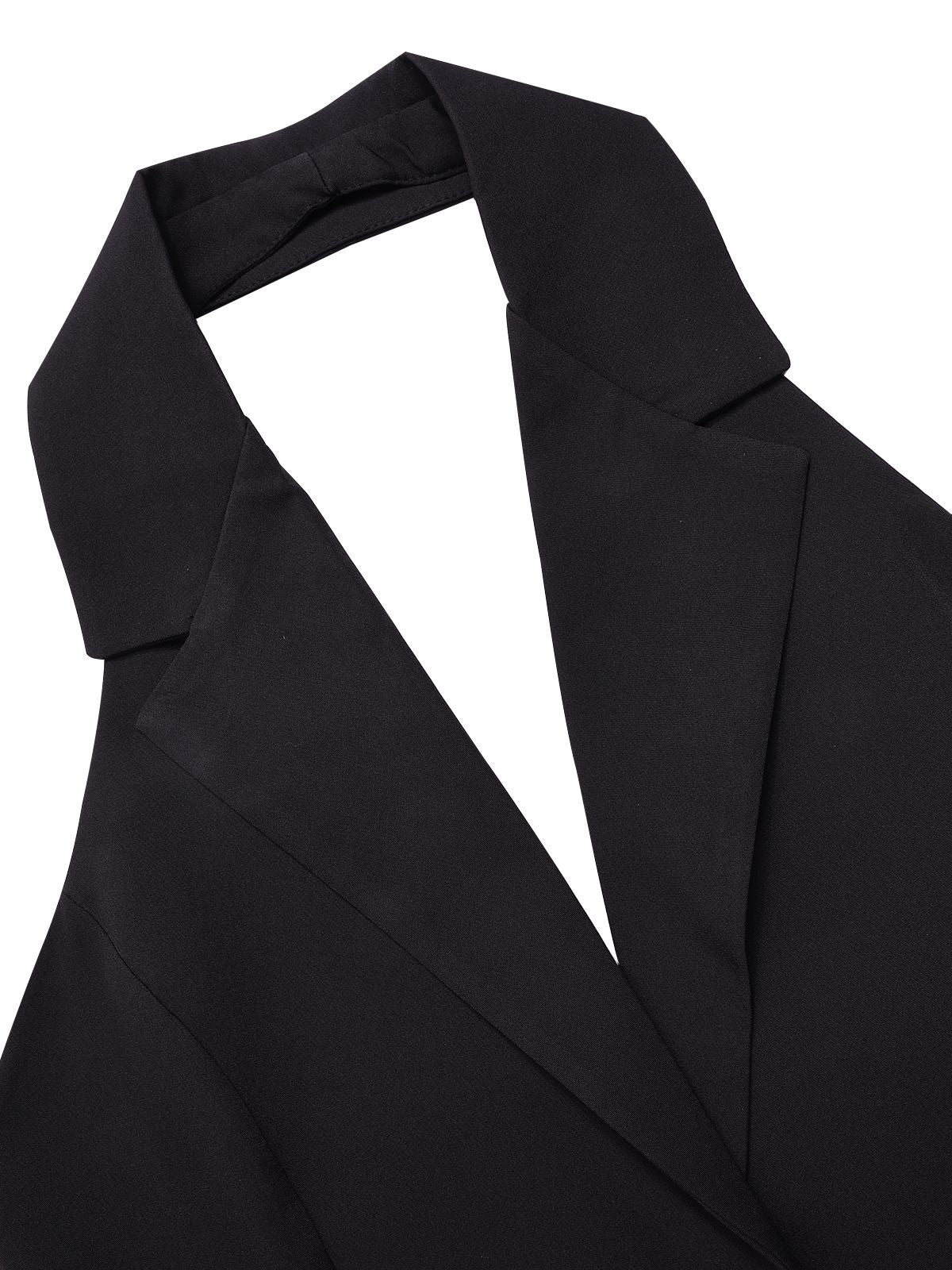 1980s Halter V-Neck Backless Sleeveless Solid Dress - Image 8
