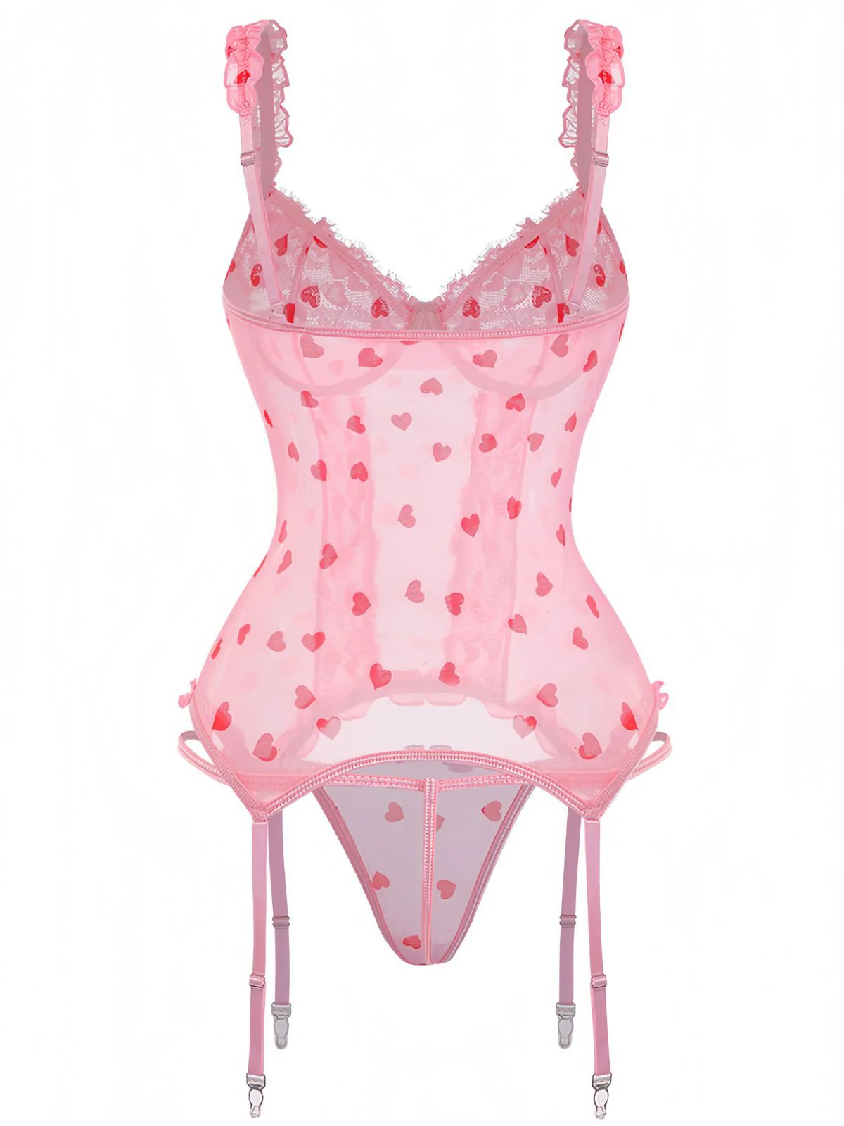 1980s Heart Lace Sheer Bodysuit Nighties - Image 4