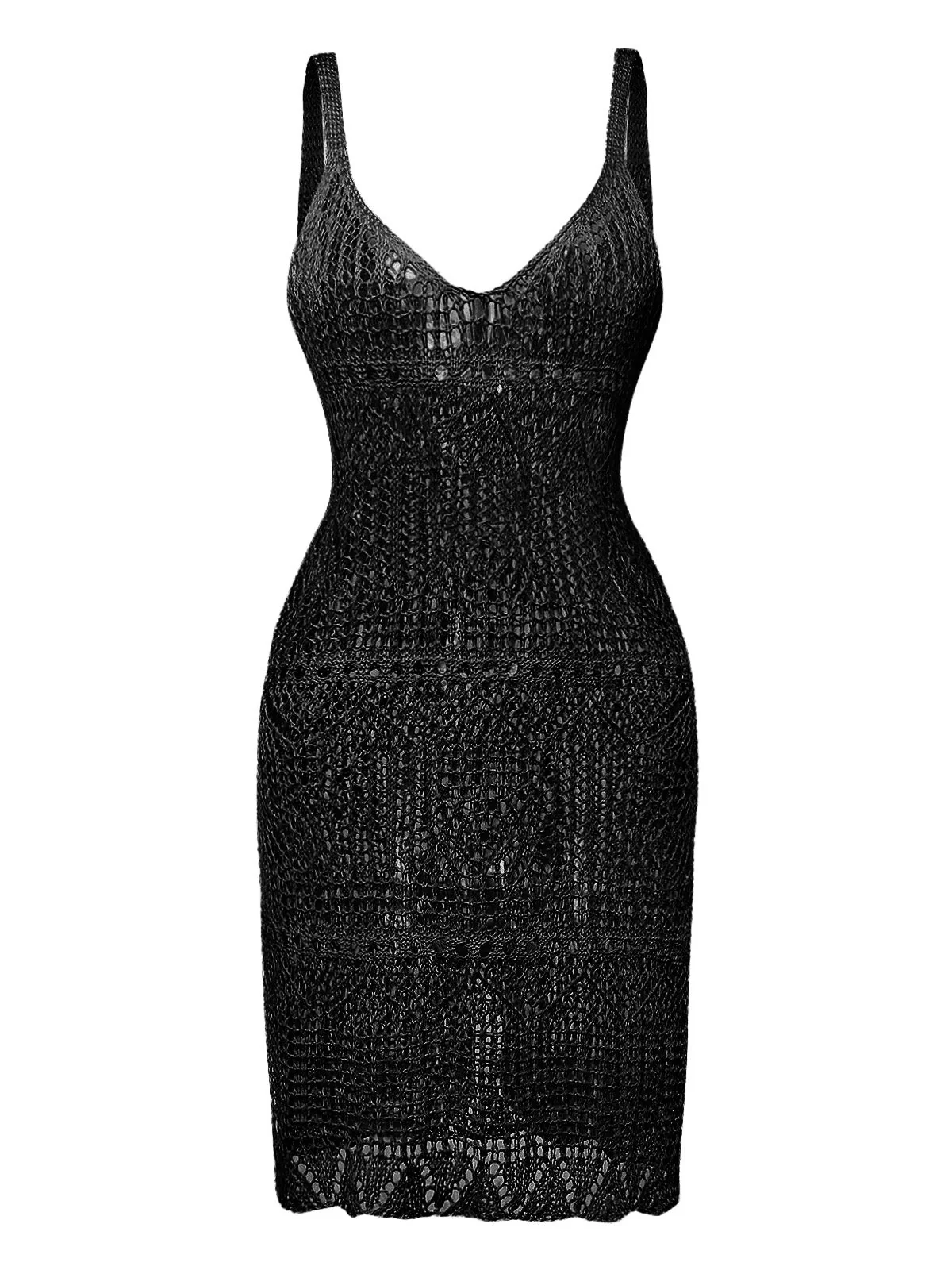 1980s Hollow U-Neck Side Slit Cover-Up - Image 10
