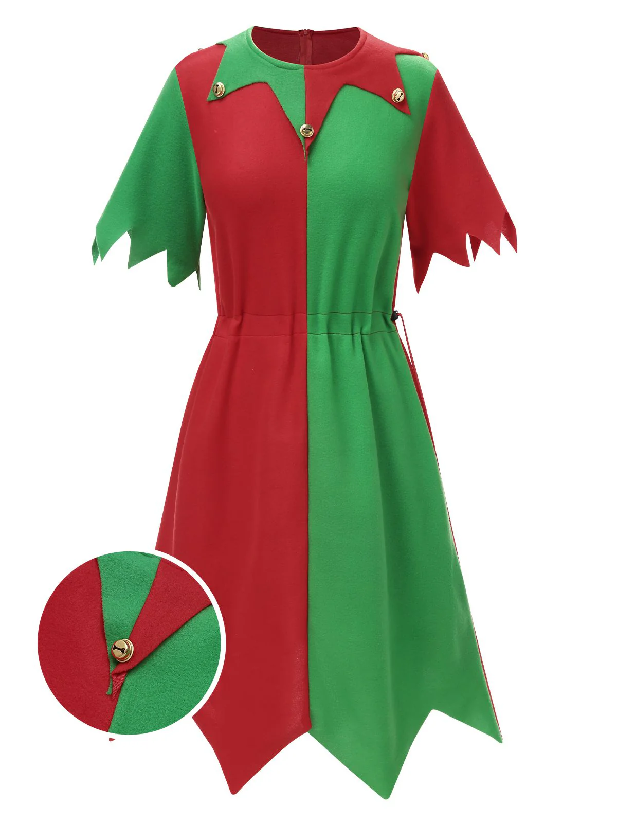 1980s Jagged Christmas Hem Elf Costume Dress Set - Image 2