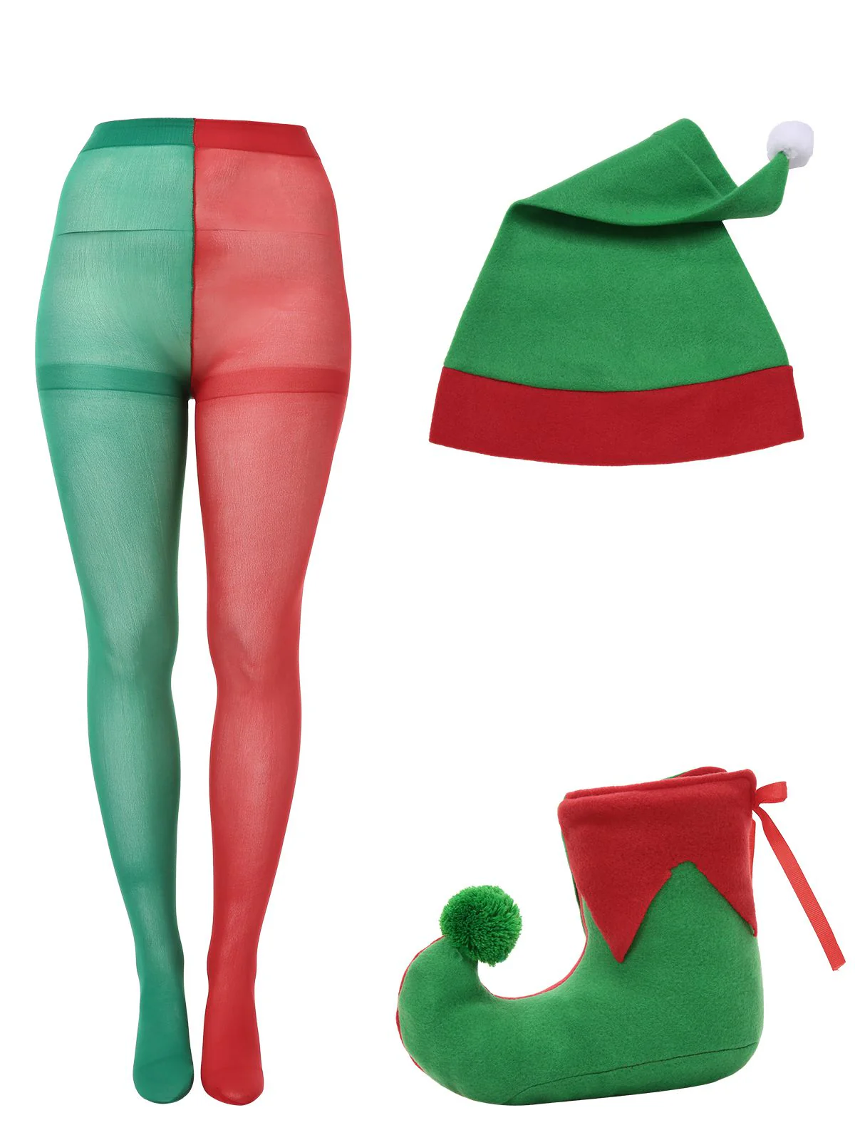 1980s Jagged Christmas Hem Elf Costume Dress Set - Image 5