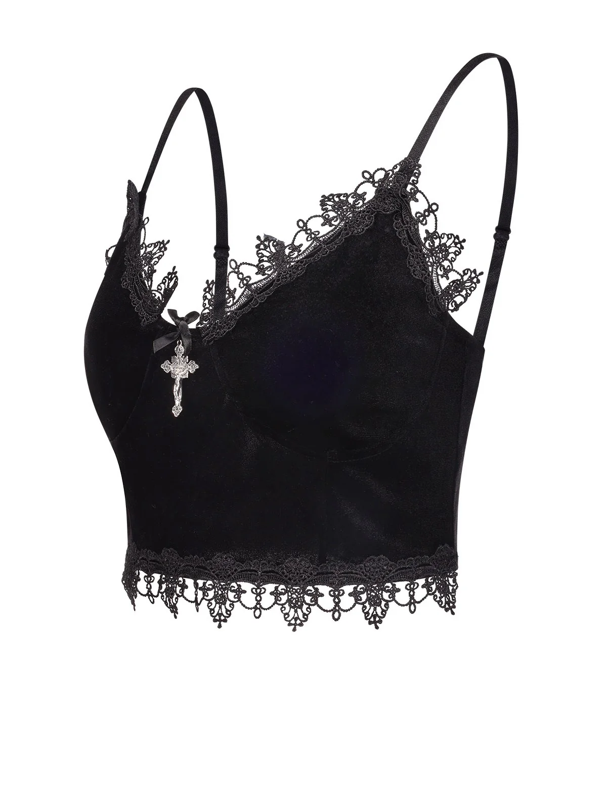 1980s Lace Patchwork Cross Crop Camisole - Image 2