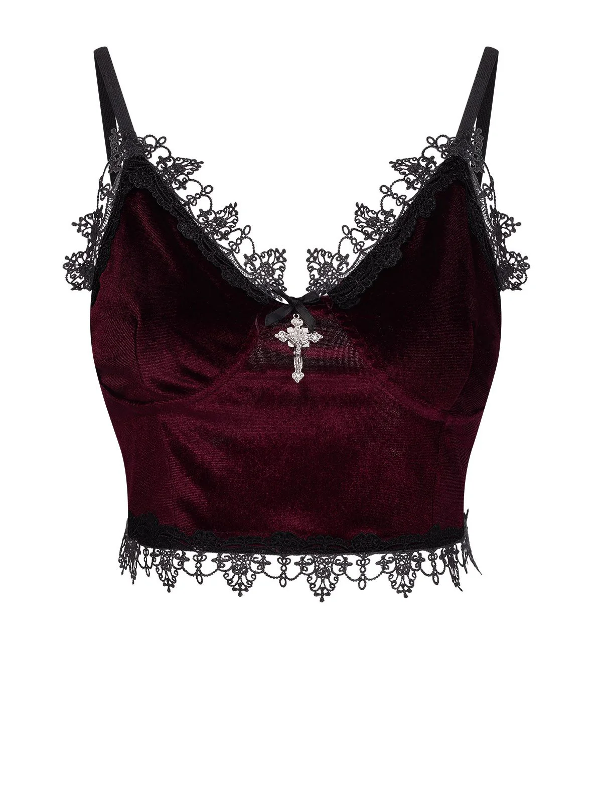 1980s Lace Patchwork Cross Crop Camisole - Image 5