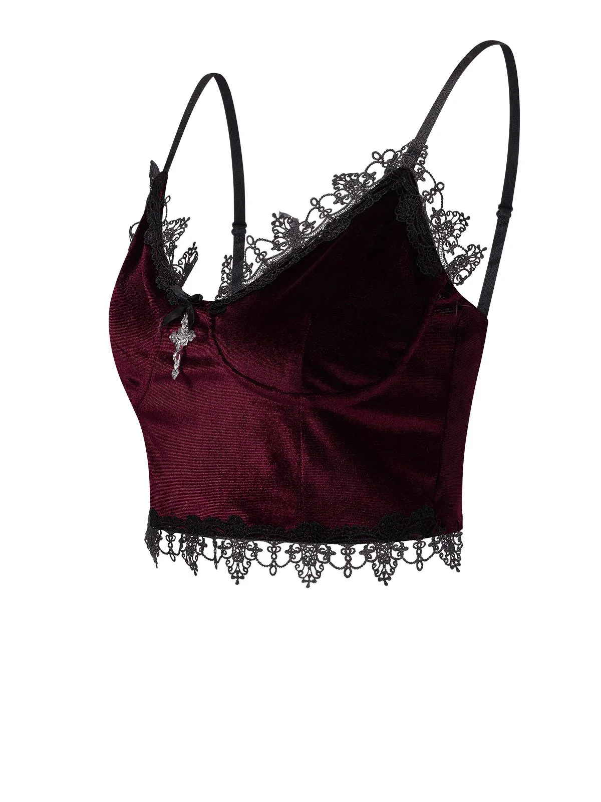 1980s Lace Patchwork Cross Crop Camisole - Image 6