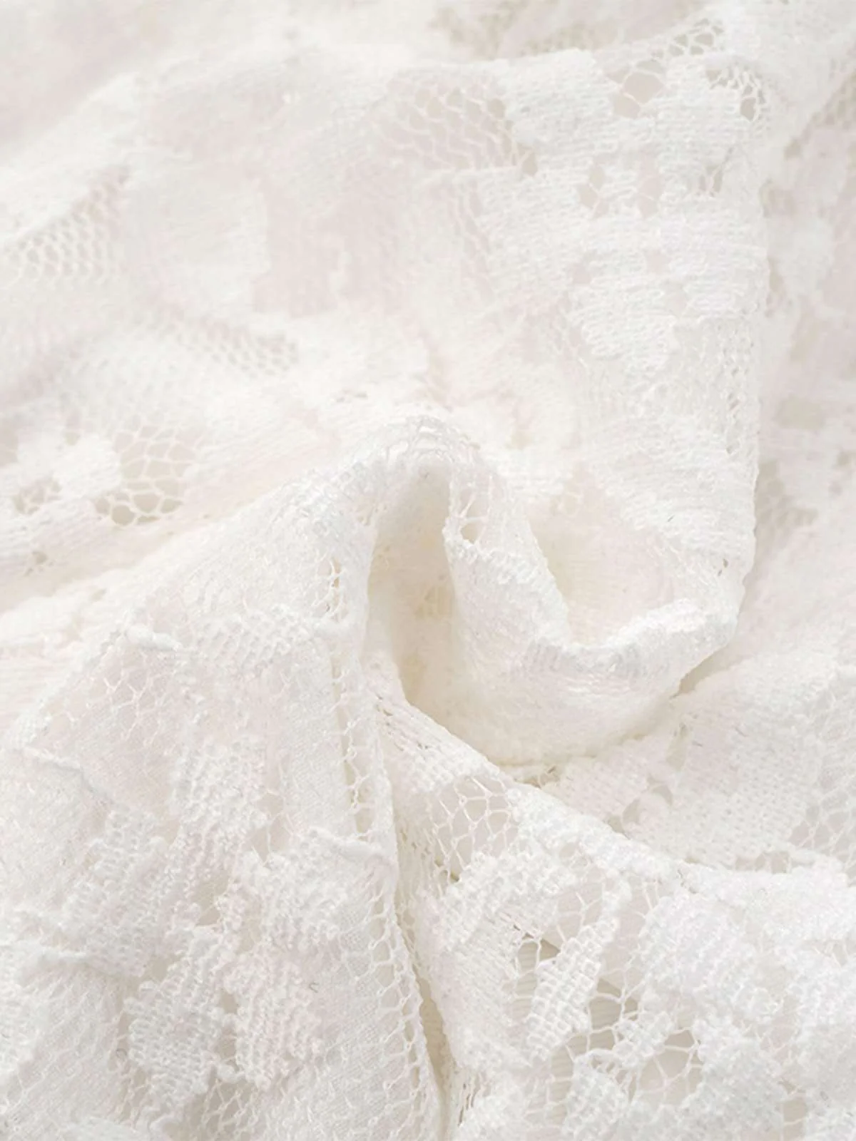 1980s Lace Ribbon Tie Ruffle Bell-Sleeve Romper Dress - Image 10