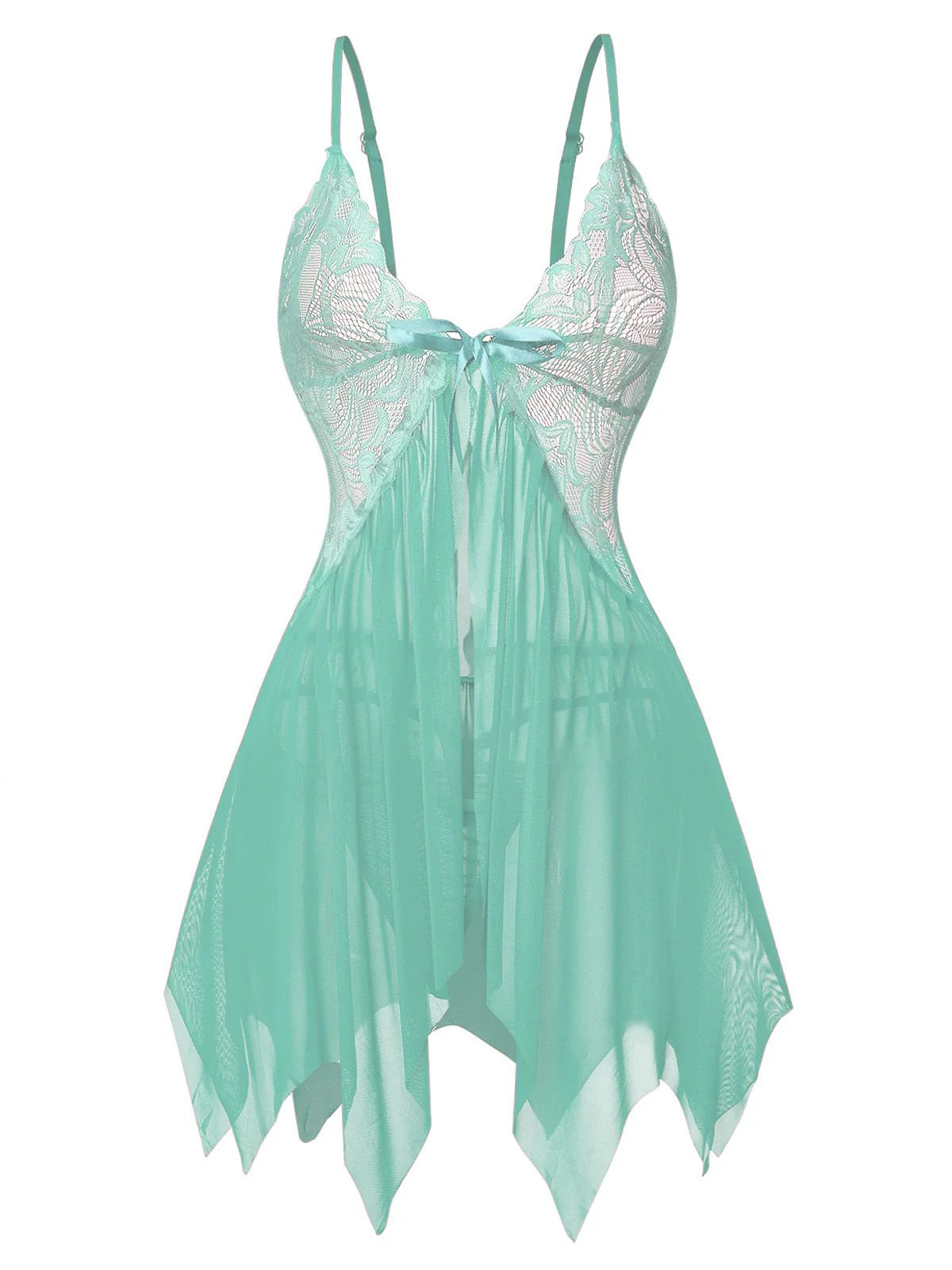 1980s Lace Satin Ribbon Babydoll Lingerie Set - Image 13