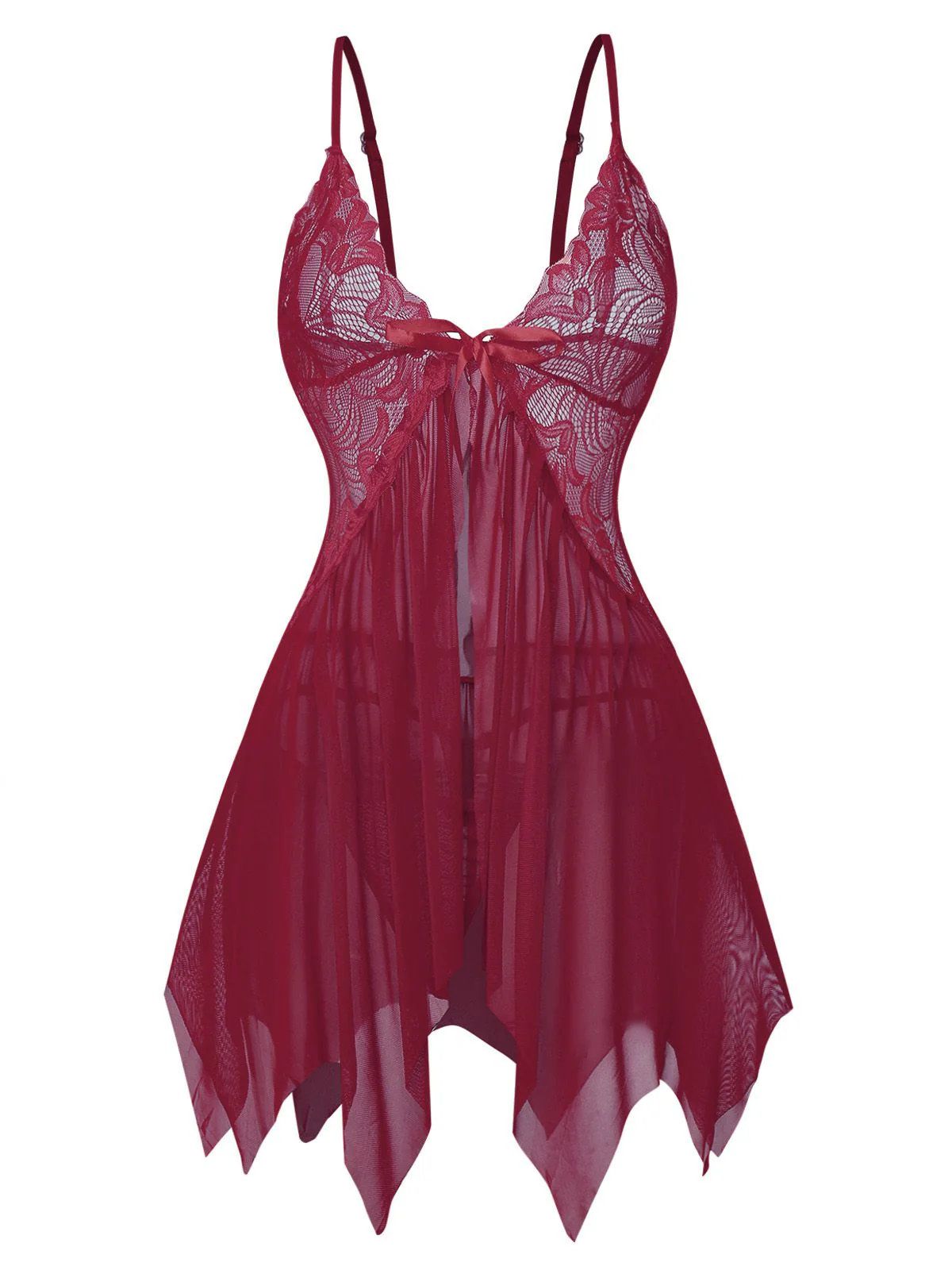 1980s Lace Satin Ribbon Babydoll Lingerie Set - Image 15