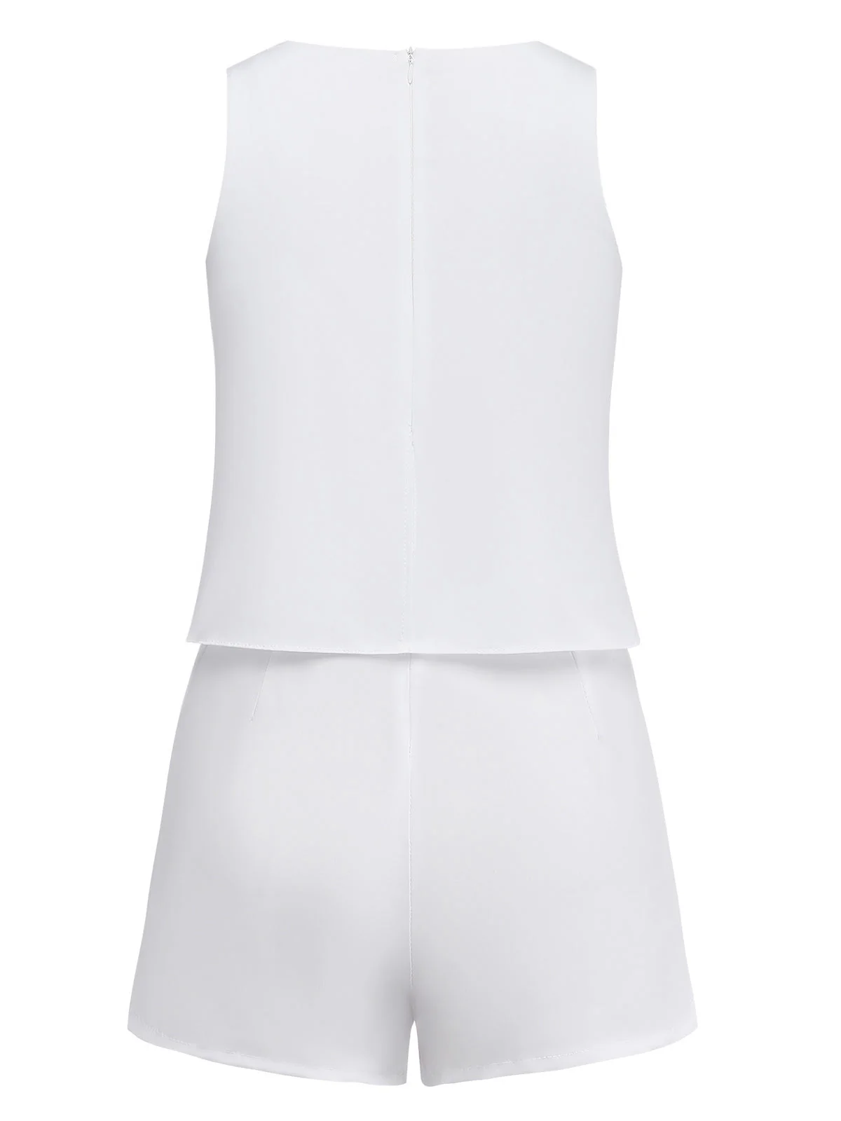 1980s Layered Ruffle Solid Sleeveless Romper - Image 3
