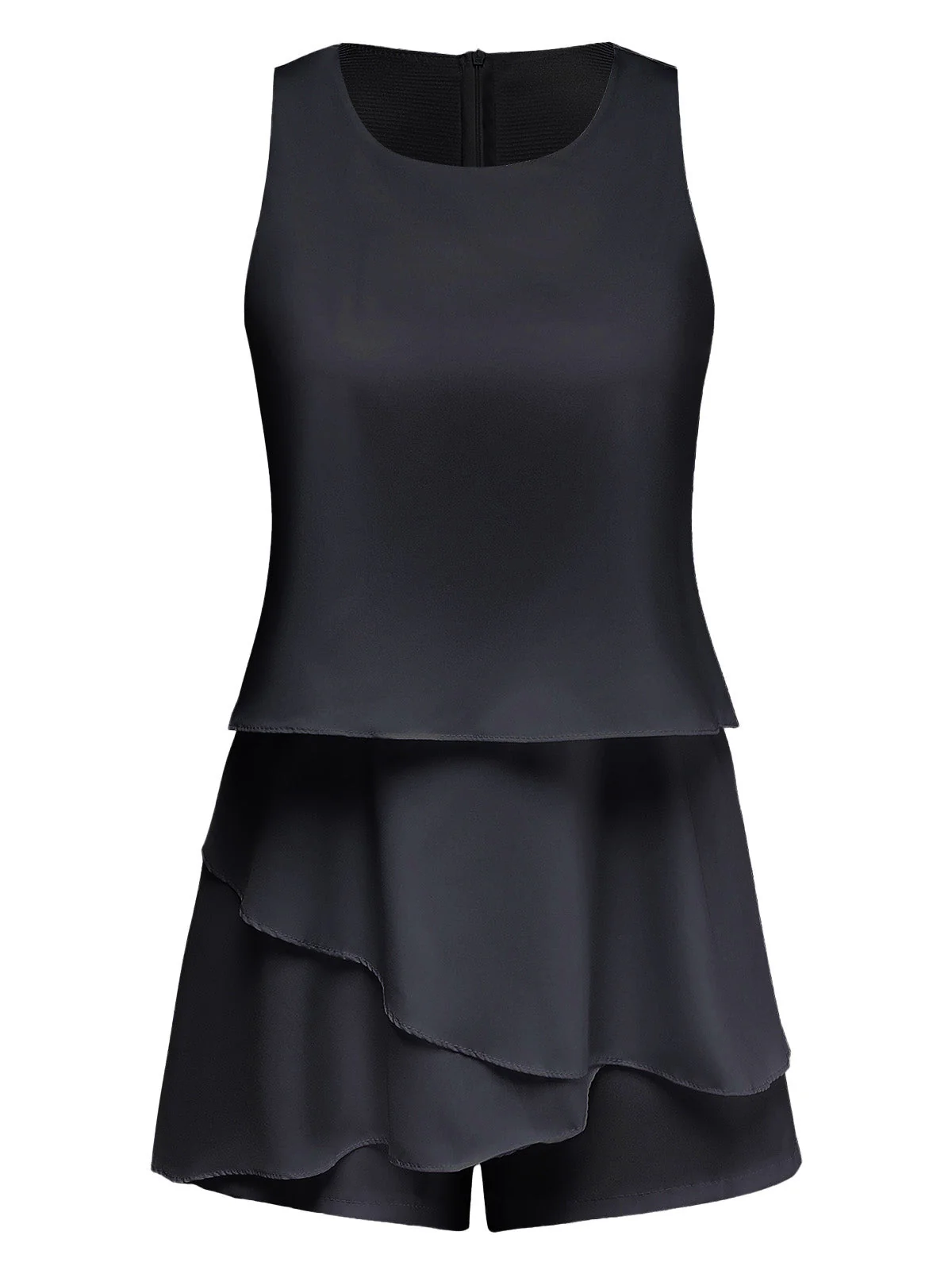 1980s Layered Ruffle Solid Sleeveless Romper - Image 7