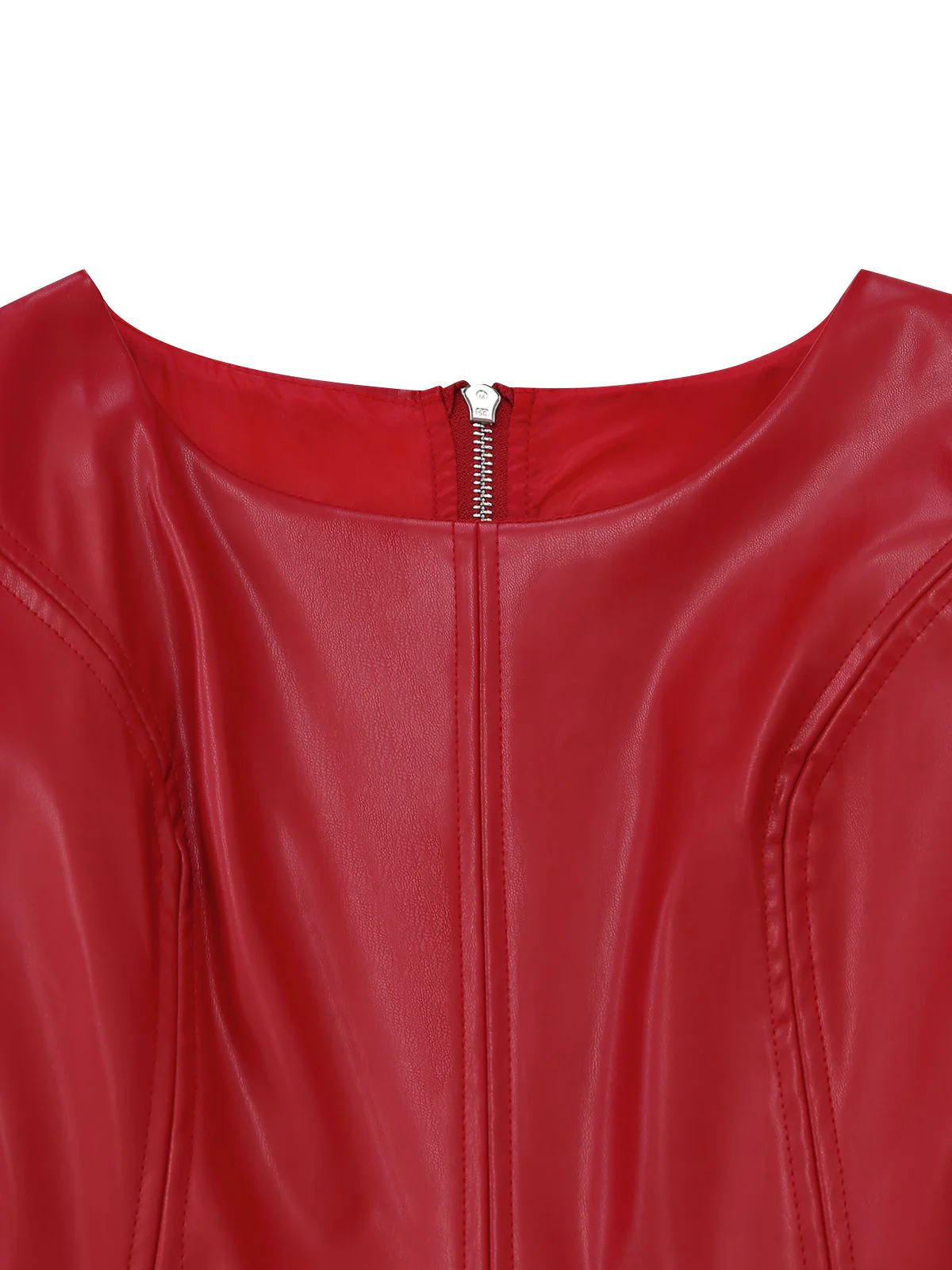 1980s Leather Solid A-Line Sleeveless Dress - Image 3