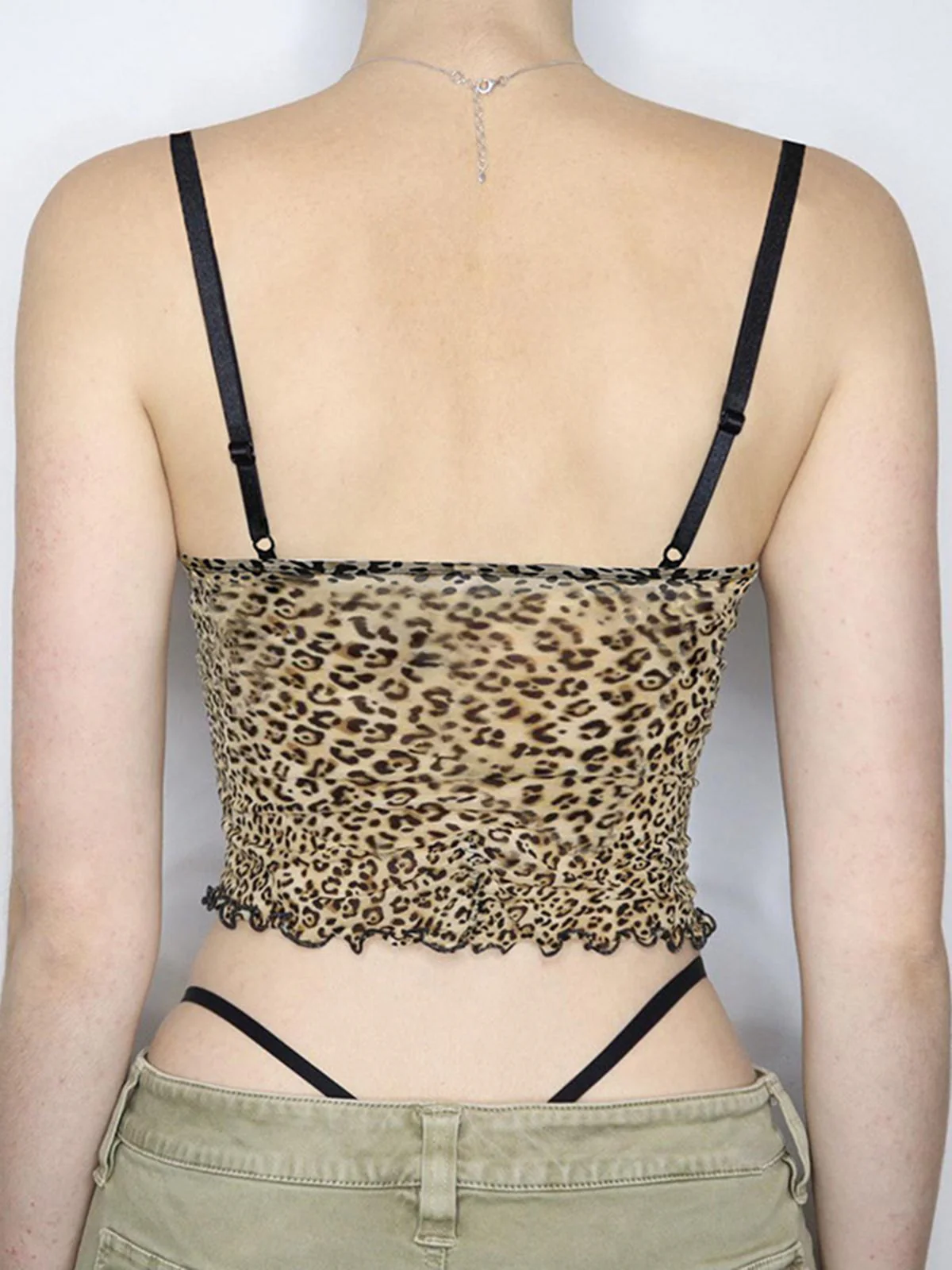 1980s Leopard Bow Crop Camisole - Image 4
