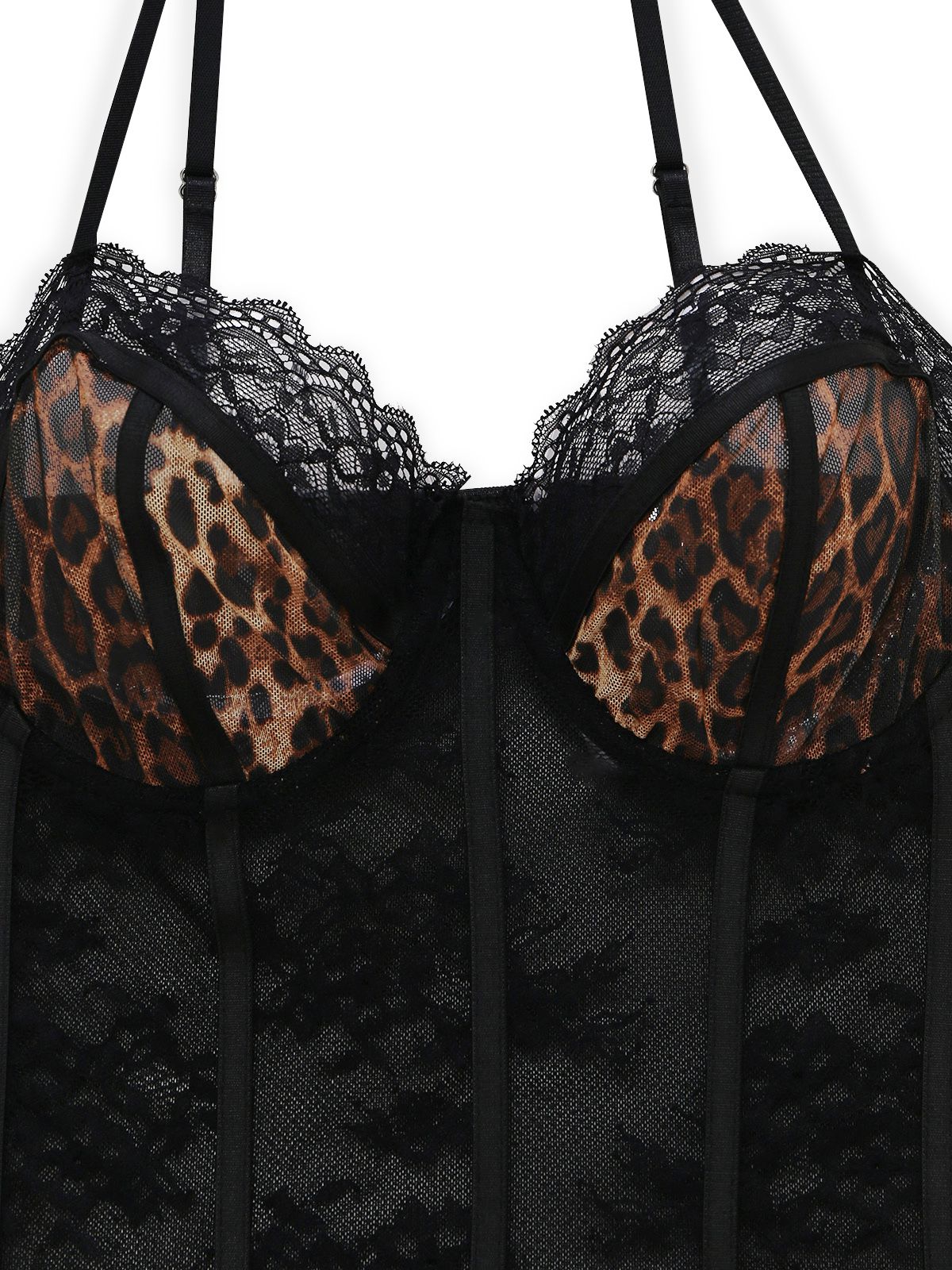 1980s Leopard Lace Bodysuit with Apron Lingerie Set - Image 10