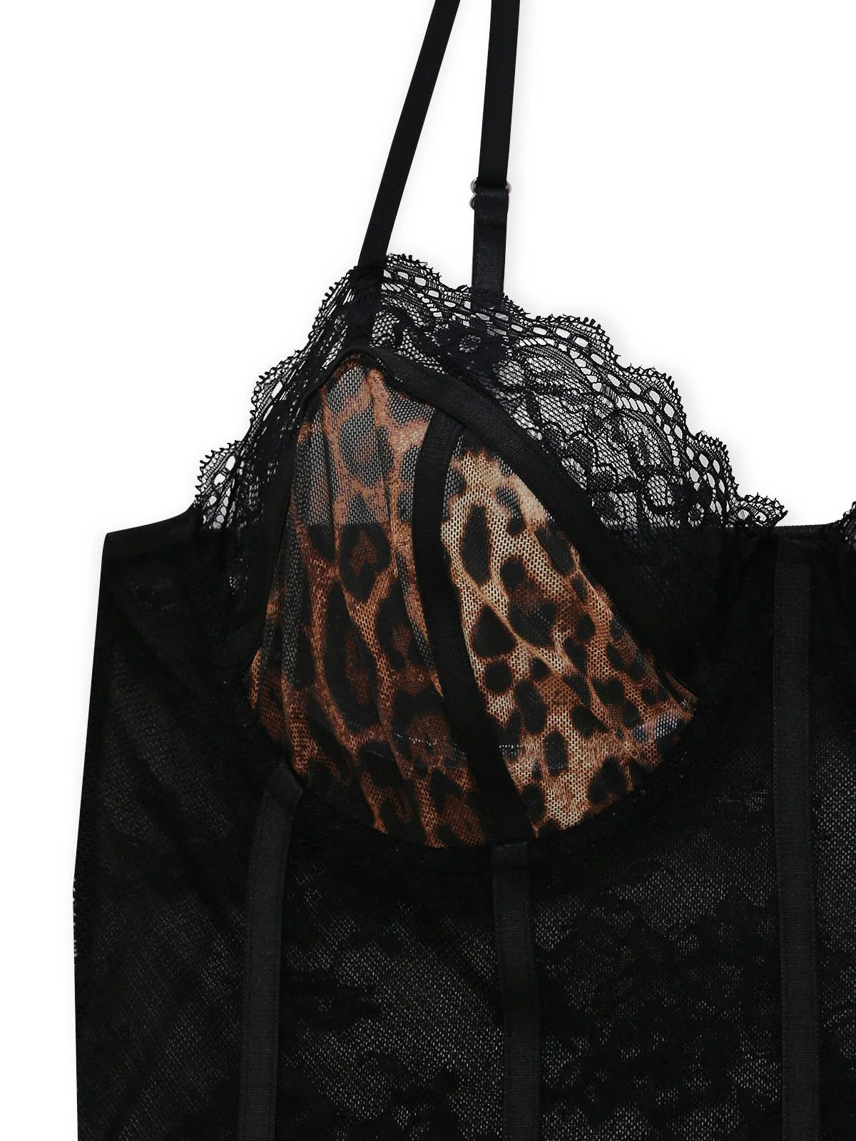 1980s Leopard Lace Bodysuit with Apron Lingerie Set - Image 11