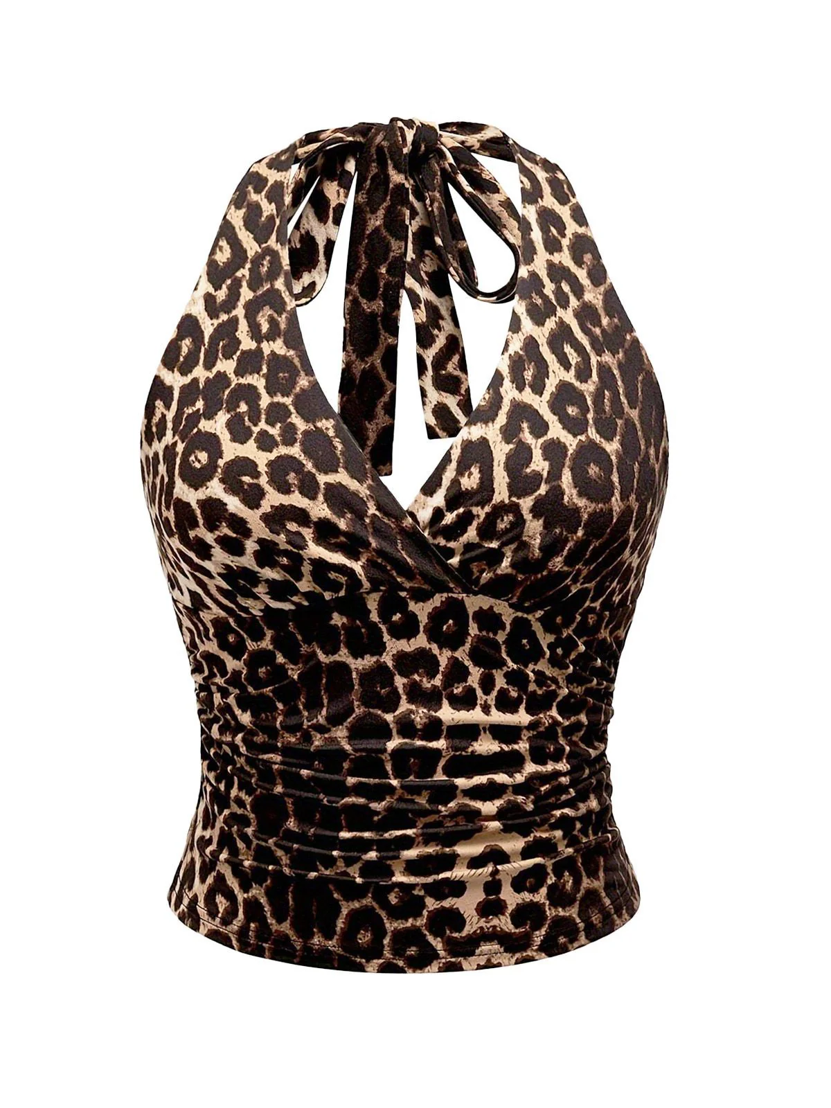 1980s Leopard Print Halter Neck Wrap Top - Image 2