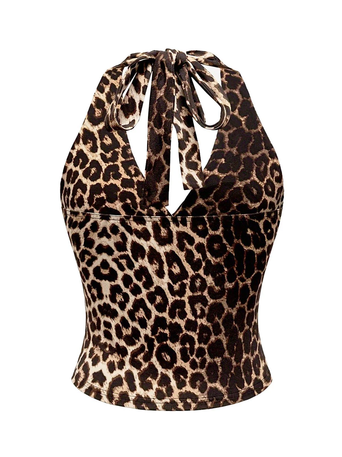 1980s Leopard Print Halter Neck Wrap Top - Image 3
