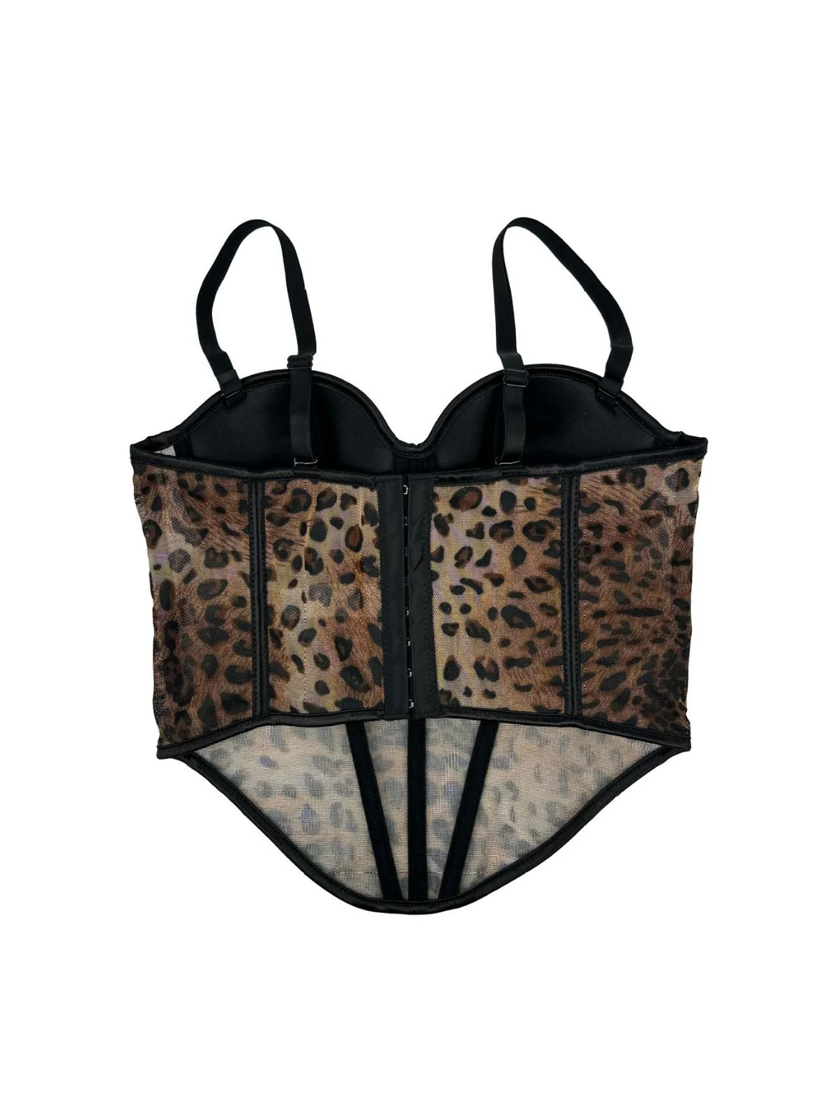 1980s Leopard Print Spaghetti Strap Herringbone Corset - Image 3