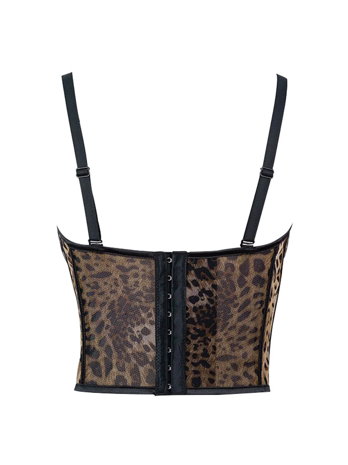 1980s Leopard Print Spaghetti Strap Herringbone Corset - Image 4