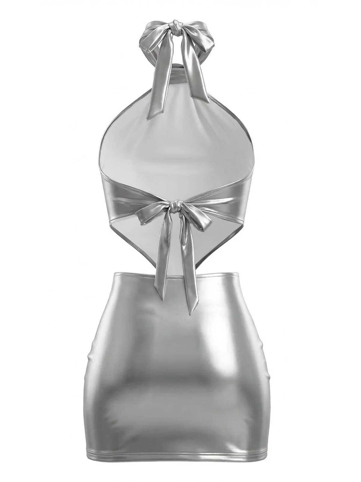 1980s Metallic Halter Tie Back Mini Dress - Image 8