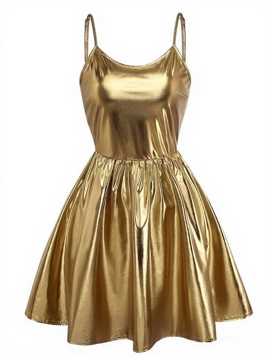 1980s Metallic Spaghetti Strap Party Dress - Image 10