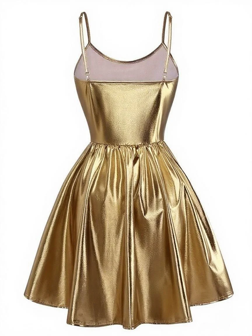 1980s Metallic Spaghetti Strap Party Dress - Image 11
