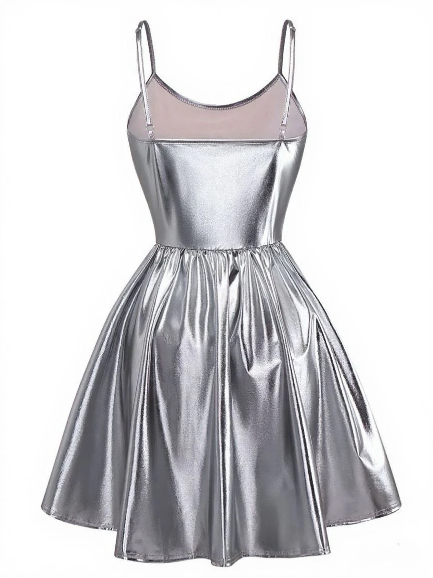 1980s Metallic Spaghetti Strap Party Dress - Image 9