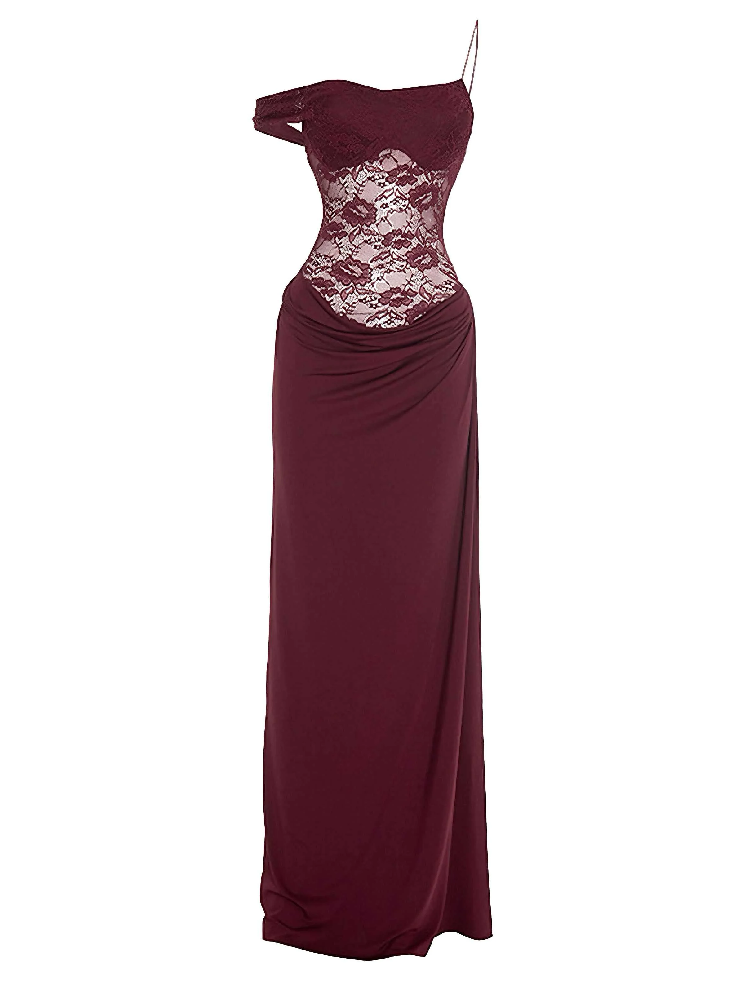 1980s Off-Shoulder Lace Bodice Maxi Dress - Image 13