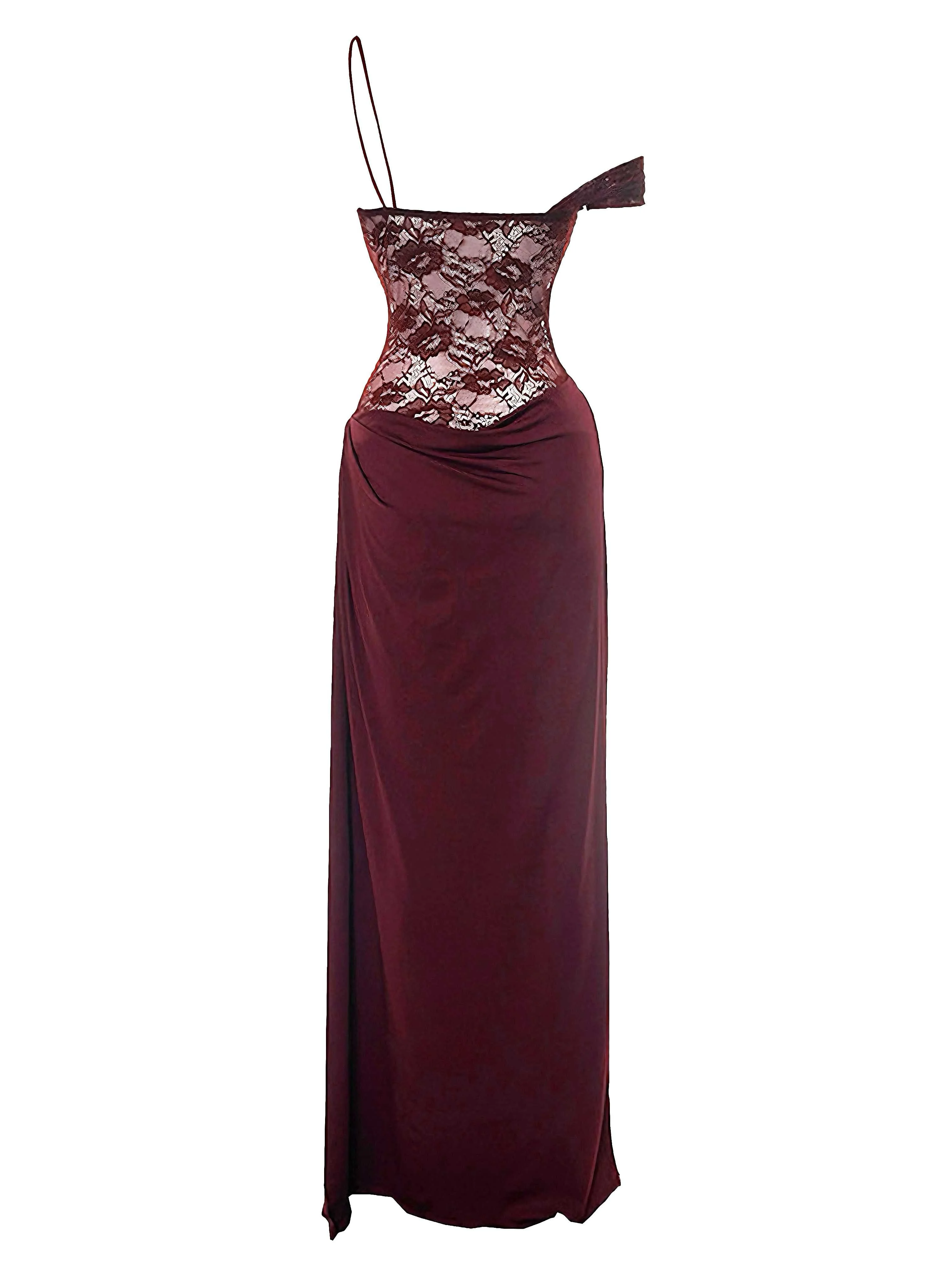 1980s Off-Shoulder Lace Bodice Maxi Dress - Image 14