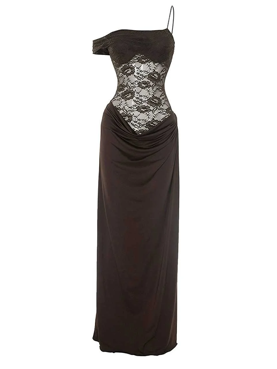 1980s Off-Shoulder Lace Bodice Maxi Dress - Image 6