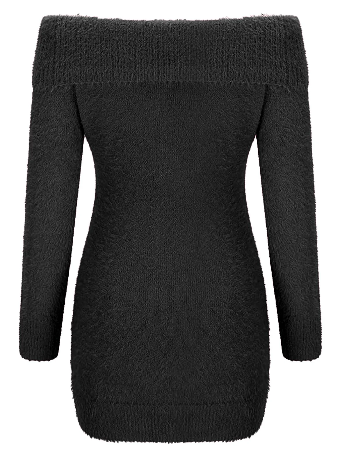 1980s Off-Shoulder Mohair Long Sleeves Dress - Image 11