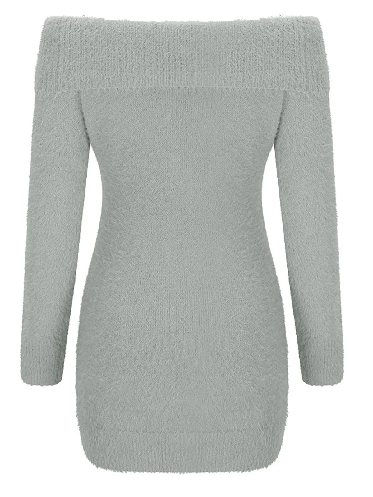 1980s Off-Shoulder Mohair Long Sleeves Dress - Image 13