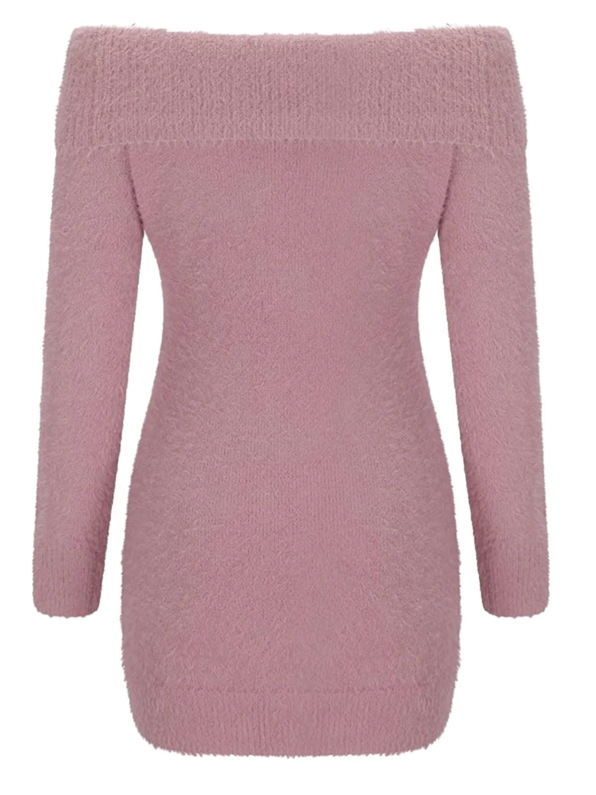 1980s Off-Shoulder Mohair Long Sleeves Dress - Image 4