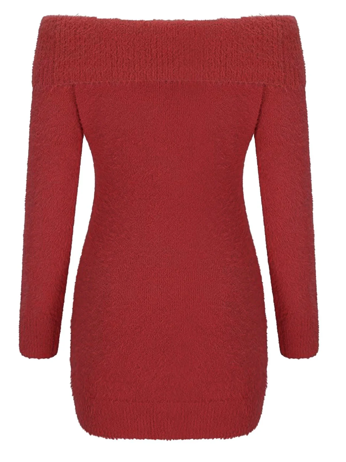 1980s Off-Shoulder Mohair Long Sleeves Dress - Image 8