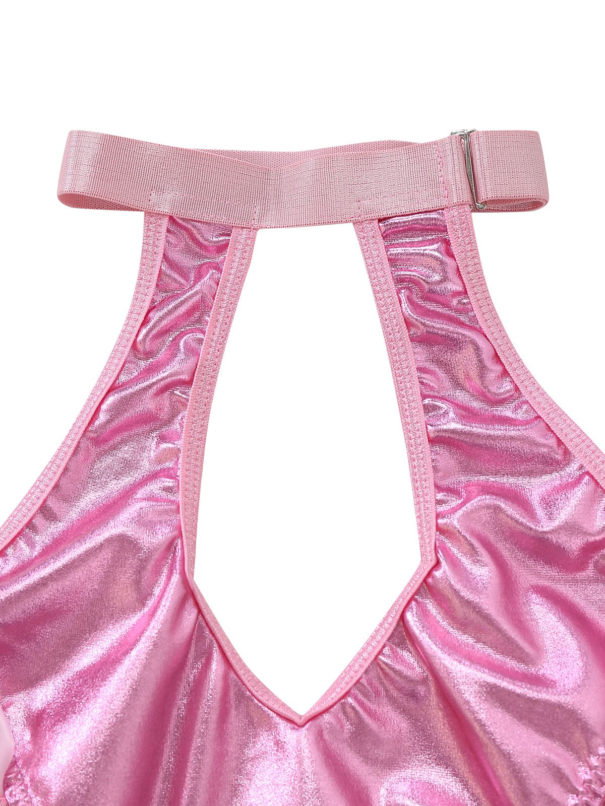 1980s Patent Leather Halter Lace-Up Bodysuit Lingerie Set - Image 4