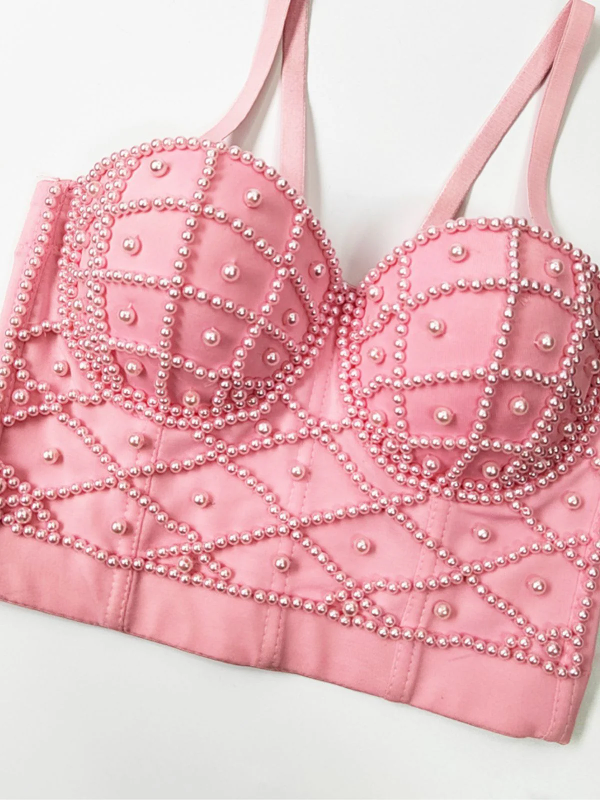 1980s Pearl Solid Fishbone Camisole Corset - Image 6