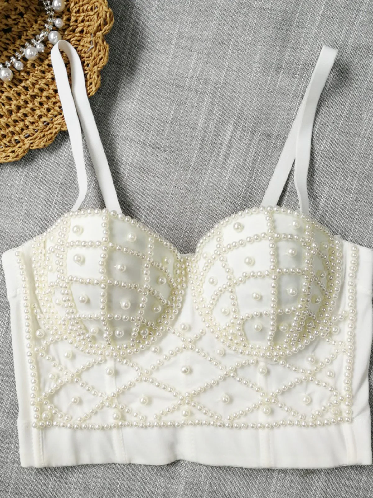 1980s Pearl Solid Fishbone Camisole Corset - Image 7