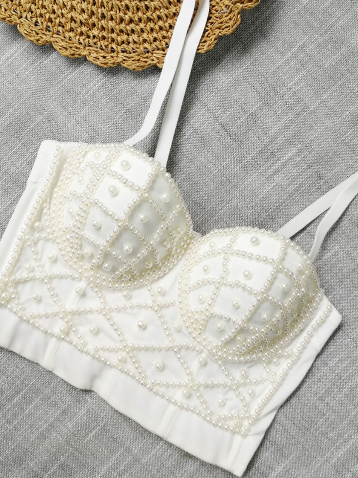 1980s Pearl Solid Fishbone Camisole Corset - Image 8