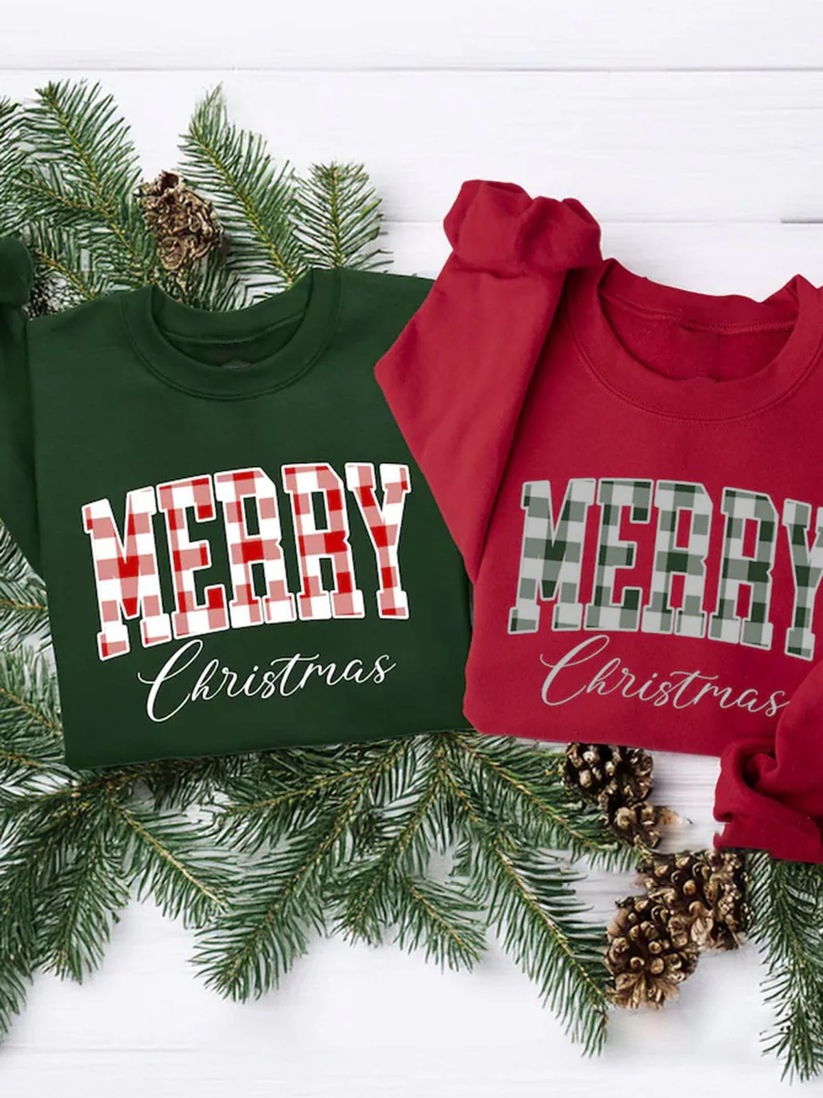 1980s Plaid Letter Christmas Sweatshirt - Image 10