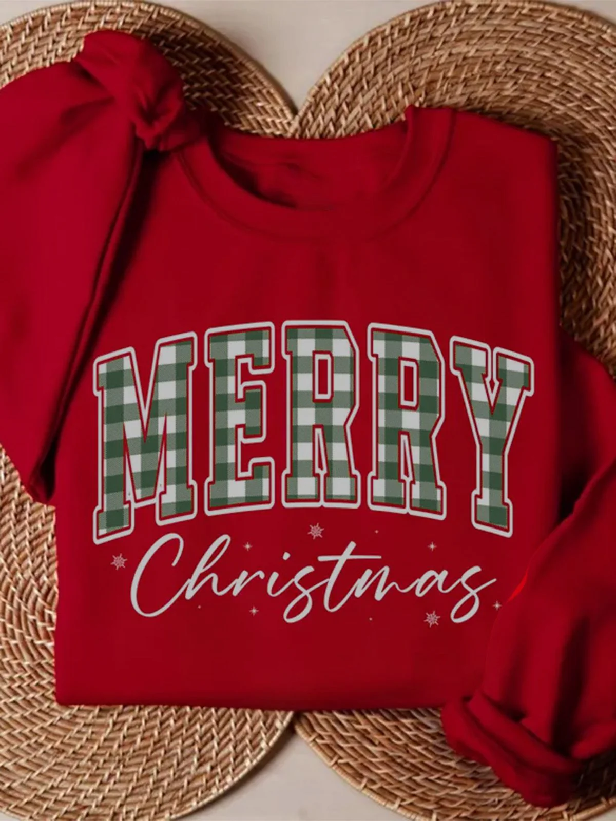 1980s Plaid Letter Christmas Sweatshirt - Image 3