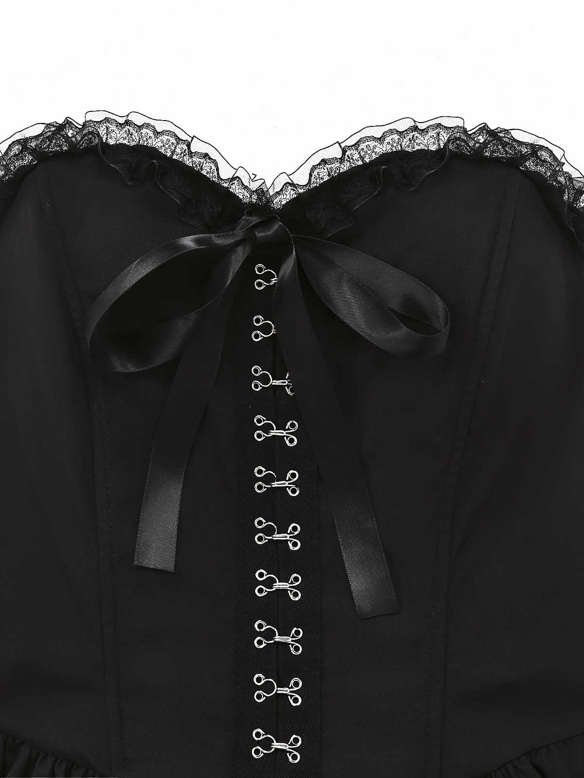 1980s Punk Strapless Lace Gothic Corset Dress - Image 4