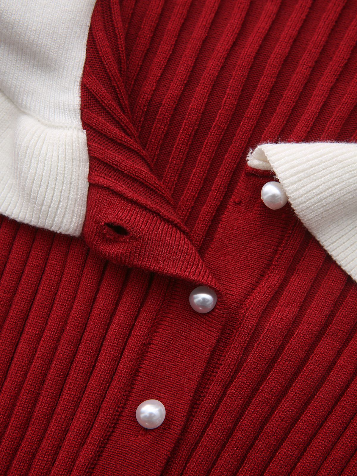 1980s Ribbed Ruffled Collar Midi Dress - Image 4