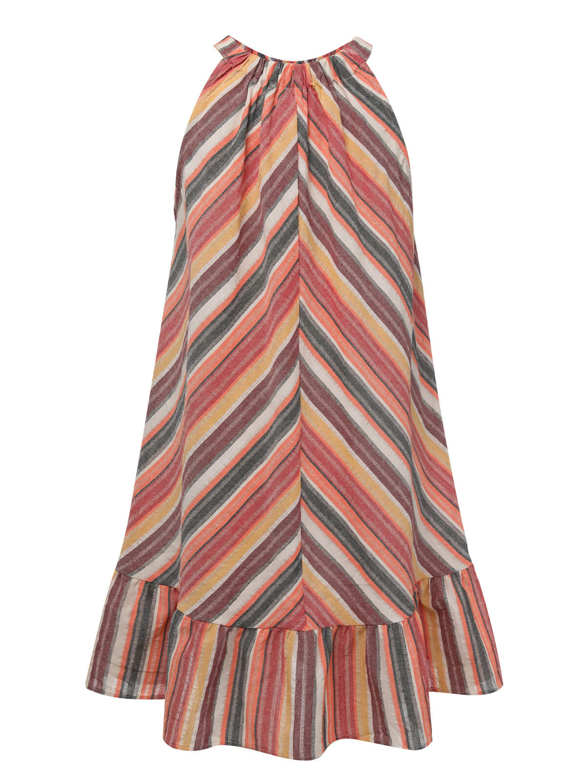 1980s Round Halter Antique Stripe Dress - Image 3
